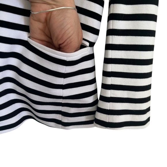 BANANA REPUBLIC Black and White Striped Ponte Blazer Knit Jacket Women's Size 6 - Picture 4 of 10